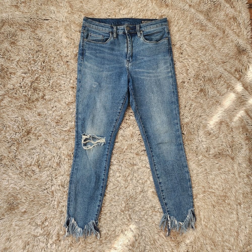 Blank NYC The Great Jones High Rise Skinny Jeans Raw Hem Women's Size 29